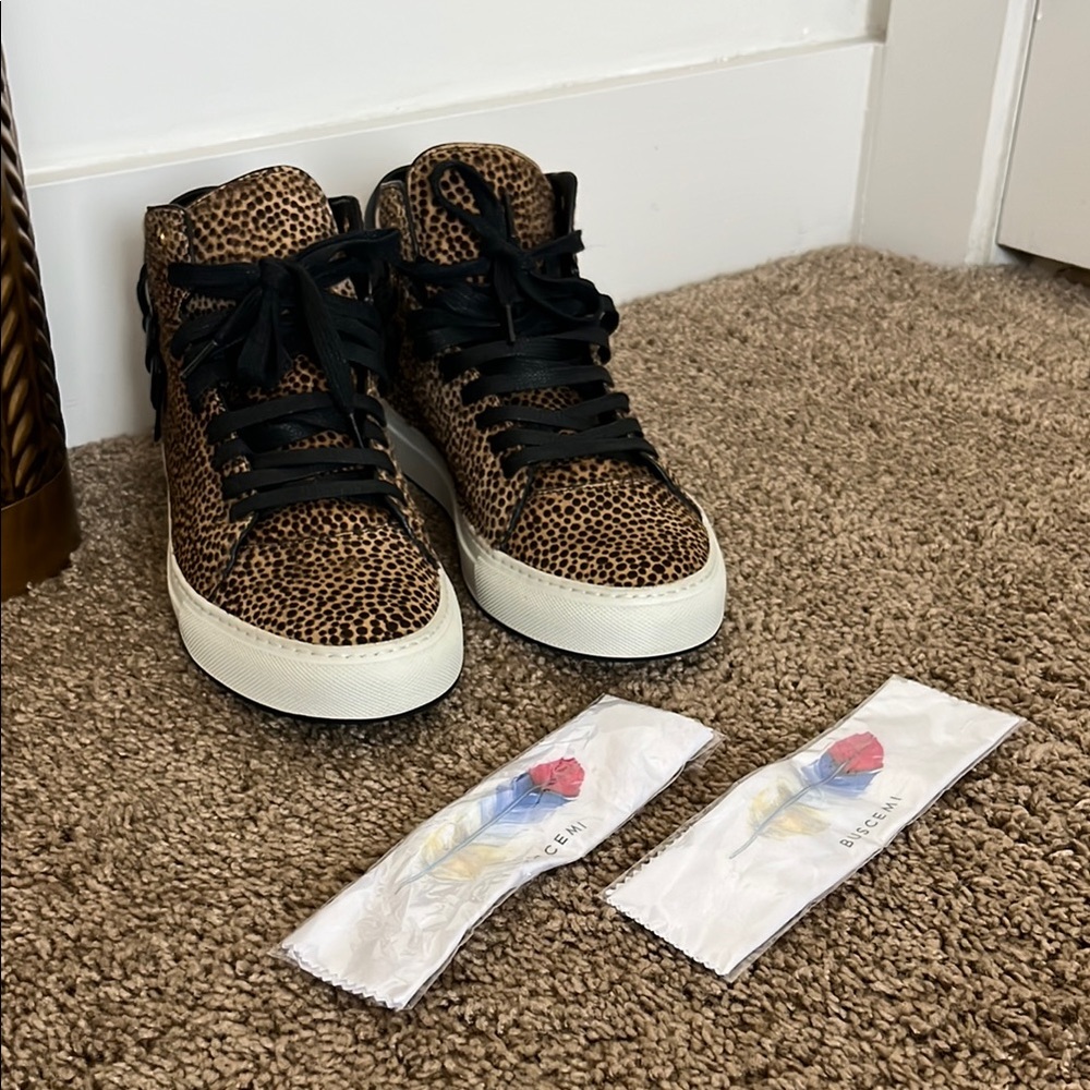 Men BUSCEMI  Leopard Print High-Top Sneakers